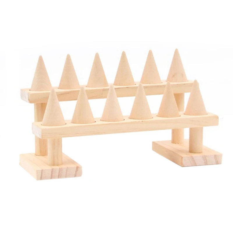 

12 пальцы Стенды для показа колец, 2 шаг дерево кольцо конуса, записная книжка, кольцо для хранения ювелирных изделий Демонстрационные Стенды...