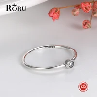 real 100 925 sterling silver simple basic clear zirconia finger ring minimalist jewelry gift women engagement wedding ring