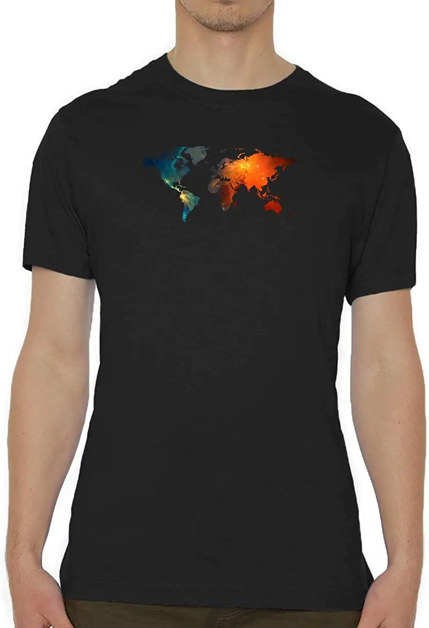 

World Cosmic Nebula Map Artwork Crew Neck Men's T-Shirt New Arrivals Tee Summer 2020 Pure Cotton Breathable Short Sleeve Tshirt