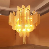 stream tassel project light aluminum chain vintage handmade aluminum metal chandelier lamp for living room