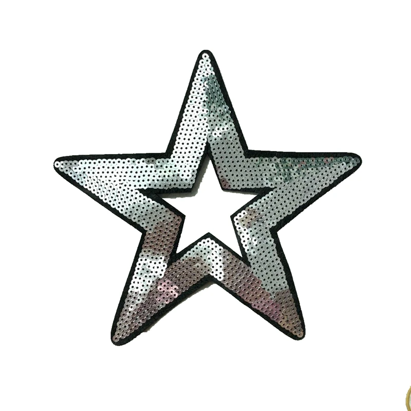 Новое поступление большая серебряная звезда нашивки с блестками для одежды