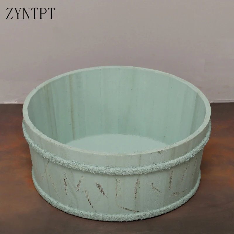 Wool Barrel Photo Shoot Baskets For Newborn Photography Props Wooden Box Baby Photoshoot Stuffer Basket Fotografia Accessories