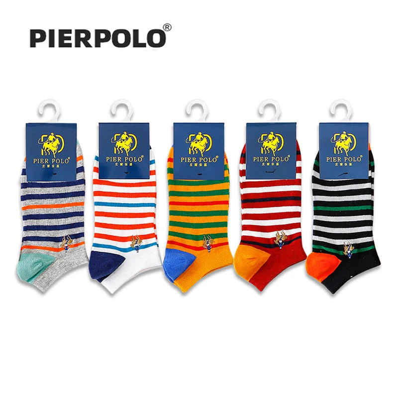 

Носки PIER POLO мужские новейший дизайн носки-лодочки короткие летние носки качественные полосатые повседневные цветные мужские хлопковые носки