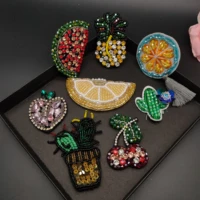 3d handmade rhinestone fruits beaded patches sew on crystal patch beading applique patch strawberry%ef%bc%8ccherry%ef%bc%8cwatermelon%ef%bc%8cpineapple