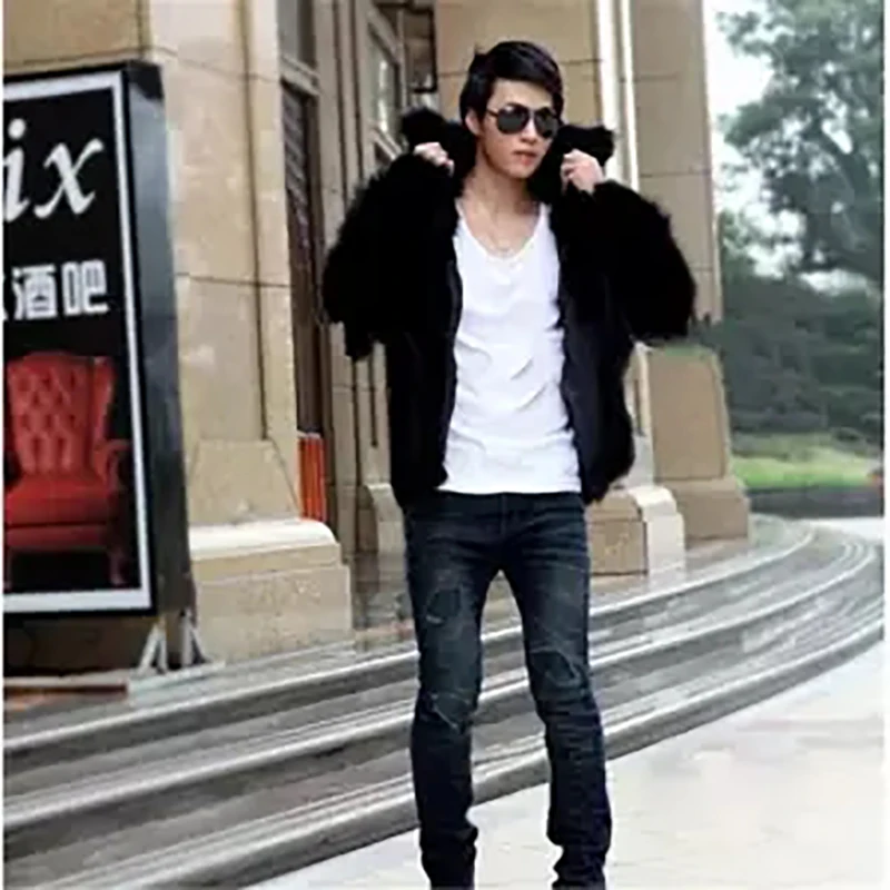 Мужские повседневные куртки из искусственного меха белые/черные/коричневые