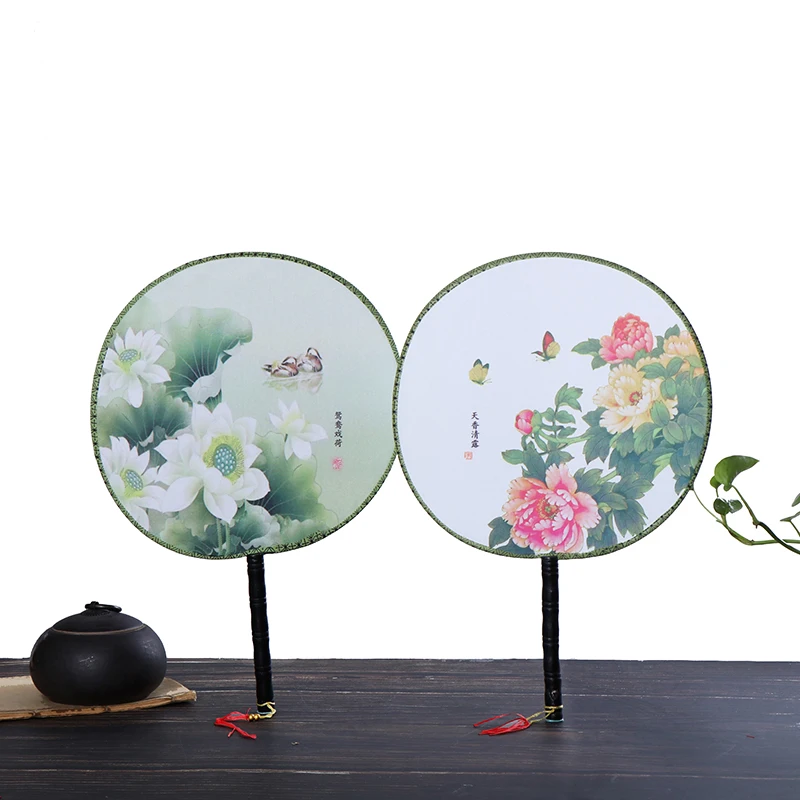 Китайский винтажный круглый веер с принтом подарок для свадьбы вечеринки танца в