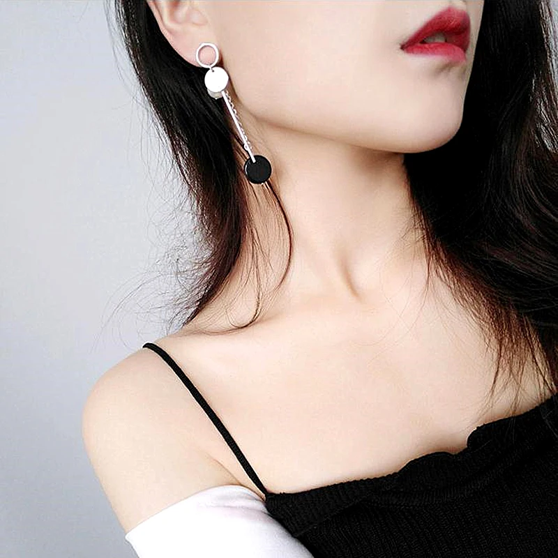 ZHEN TOMOMI корейские массивные черные круглые акриловые Асимметричные Длинные