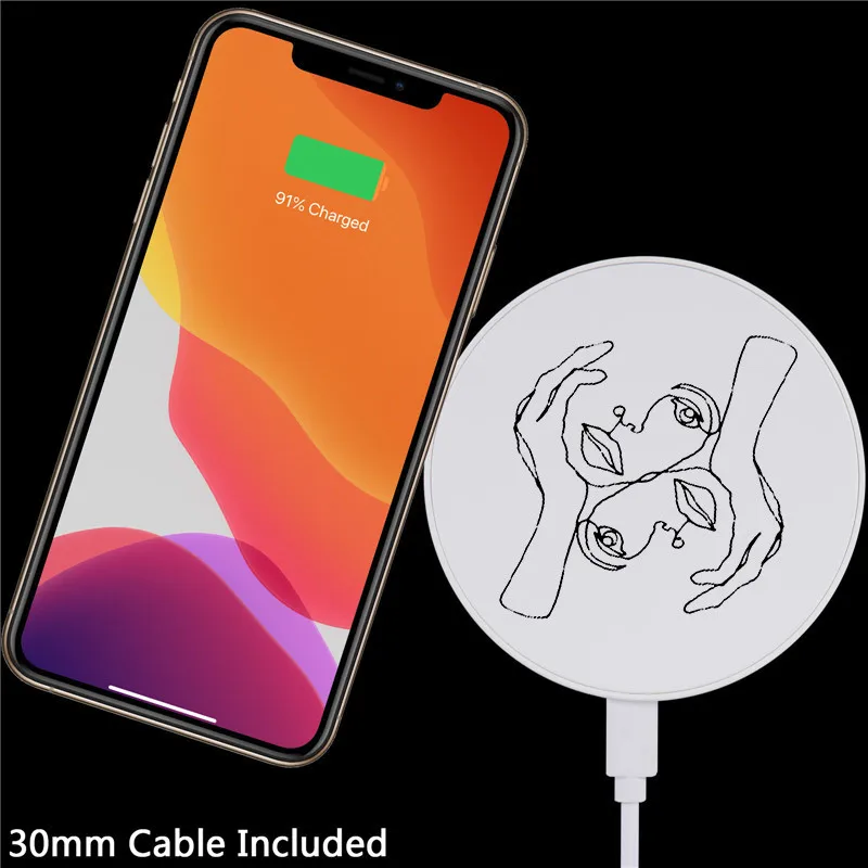 jamular ins funny art sketch wireless charger pad for iphone 12 11 x for airpods charging charger for samsung huawei xiaomi free global shipping