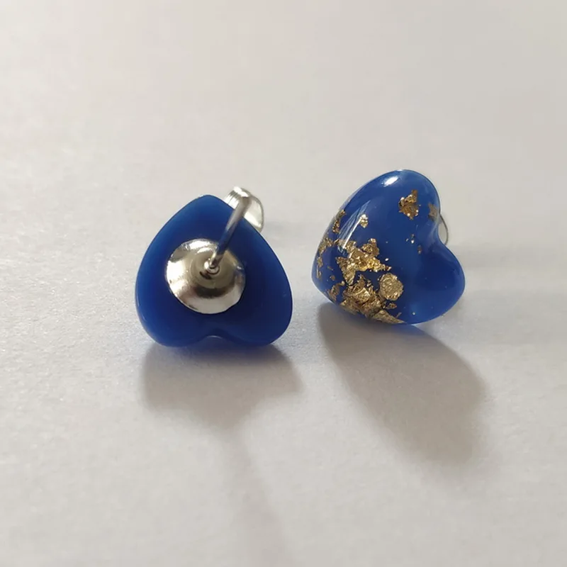 Простота Темно синие любящее сердце камень серьги гвоздики в богемном стиле