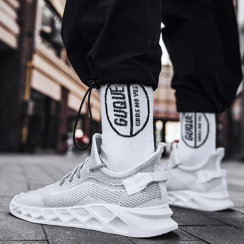 

Men's Sneakers 2020 Mens Casual Shoes Slip On Fashionable Sports For Men Man White Solid Fashion Knitting Male Sneakers