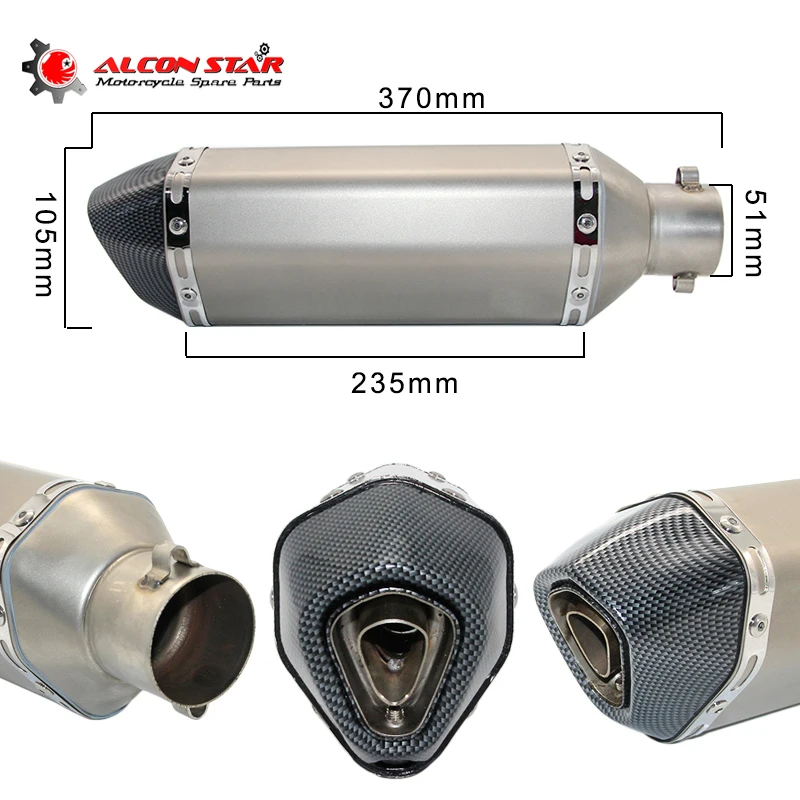 

Выхлопная труба Alconstar для мотоцикла, лазерный глушитель для Yamaha YZF MT03 MT09 Kawasaki NINJA GY6 JOG