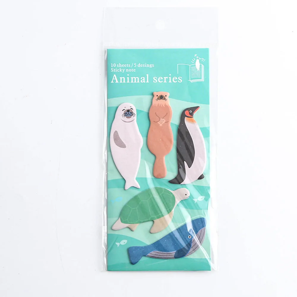 Зеленый Kawaii Animal Dog Penguin Memo Pad N Times Sticky Notes Memo Notepad Cute Planner Stickers Bookmark Bullet Journal Stationery - Цвет: Зеленый