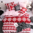 Комплект постельного белья, Классическое белье красного цвета с рождественской снежинкой, пододеяльник и простынь, размеры QueenKingTwin, полный размер