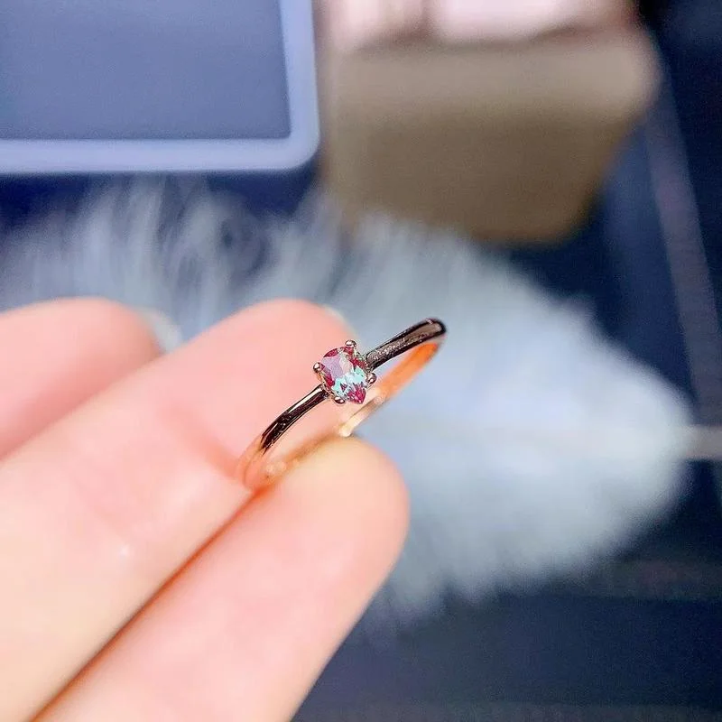 Винтажное Александритовое обручальное кольцо Solid14K из розового золота свадебное