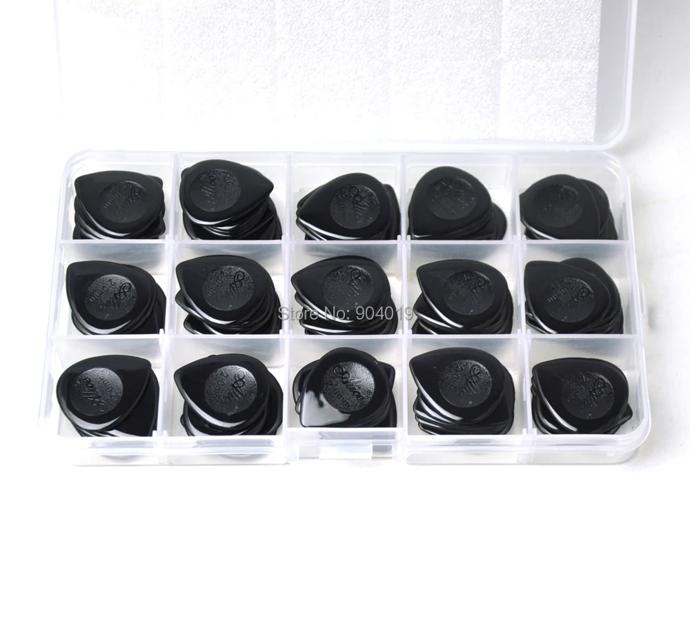 

100pcs Alice Heavy 2mm Teardrop Waterdrop Black Guitar Picks Plectrums With Box For Electric Guitar Jazz