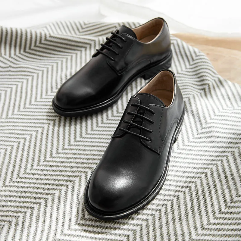 Туфли дерби BeauToday женские мягкая телячья кожа на шнуровке круглый носок