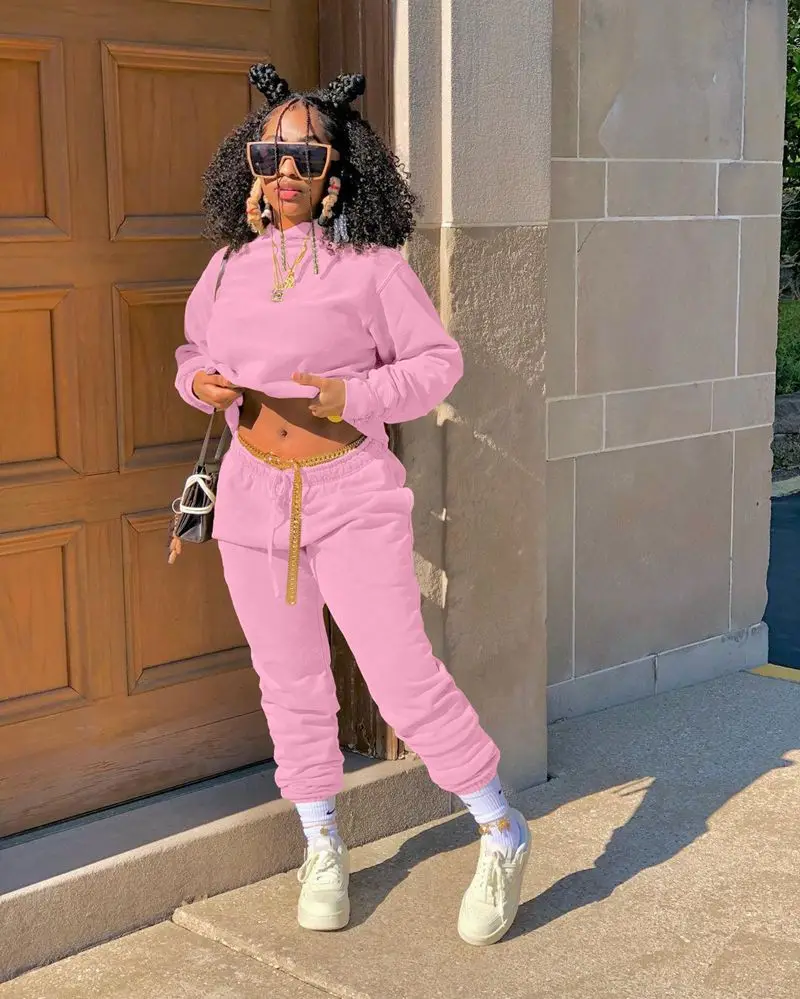

TNNAOFF Trendy Solid Two Piece Tracksuits Women Set Full Sleeve Sweatshirt Hoodies Fall Sexy Sweatpans Streetwear Matching Sets