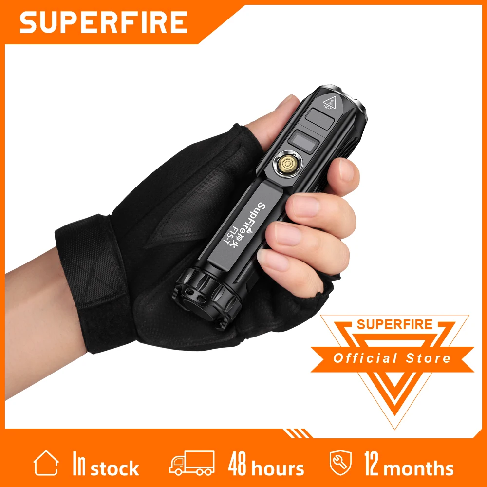 

SUPERFIRE F15-T Powerful LED Flashlight 26650 Torch Super Bright With Display Zoomable Lantern Outdoor Flash Light