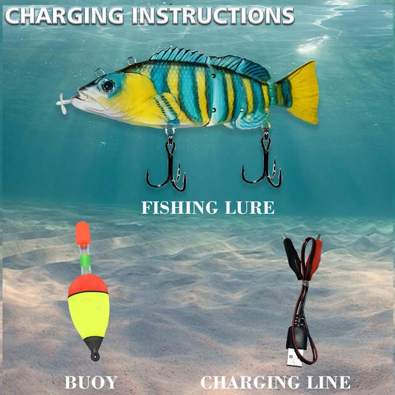 

Robotic Swimming Lures Pike Fish Fishing Auto Electric Lure Bait Wobblers 4Segement Swimbait USB Rechargeable Flashing LED Light