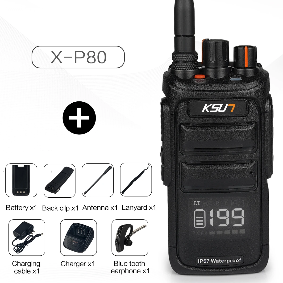 

KSUN P80 Trucker Walkie Talkie Bluetooth-compatible Wireless Set Radio Receiver Station Professional Communicator Handy Intercom