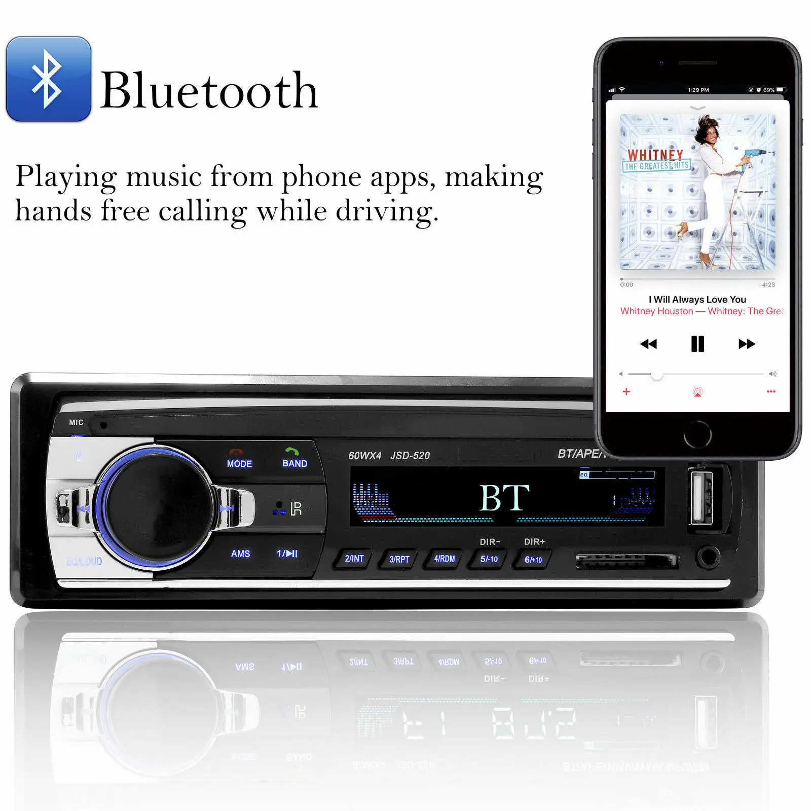 1 DIN 12 в автомобильный стерео FM радио Bluetooth MP3 плеер аудио Поддержка Bluetooth телефон USB/SD MMC порт автомобильное радио в тире