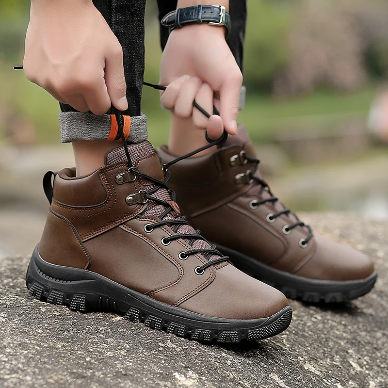 

Winter Waterproof Men's Casual Boots Tide British Wind Casual Leather Mens Winter Boots High Top Fashion Men's Martin Boots 2019