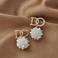 1pair do letter shaped studs earrings cyrstal flower dangle earrings jewelry wedding birthday gift earrings for women