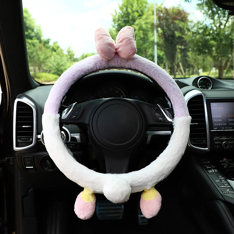 Car fluffy Steering Wheel Cover handle Cover Pink Cute kawaii Car Accessories interior Decoration For Women Warming Short Plush Car fluffy Steering Wheel Cover handle Cover Pink Cute kawaii Car Accessories interior Decoration For Women Warming Short Plush