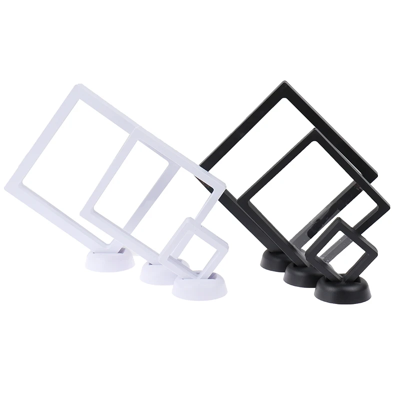 

Black White Fashion ABS Cases Displays Square 3D Albums Floating Frame Holder Coin Box Jewelry Display Show Case For Wedding