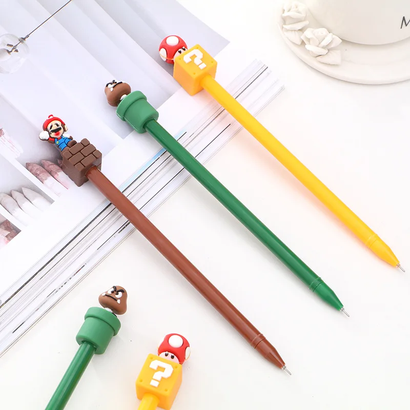 Милая мультяшная супер Мэри мягкая резиновая черная нейтральная ручка 0 5 мм