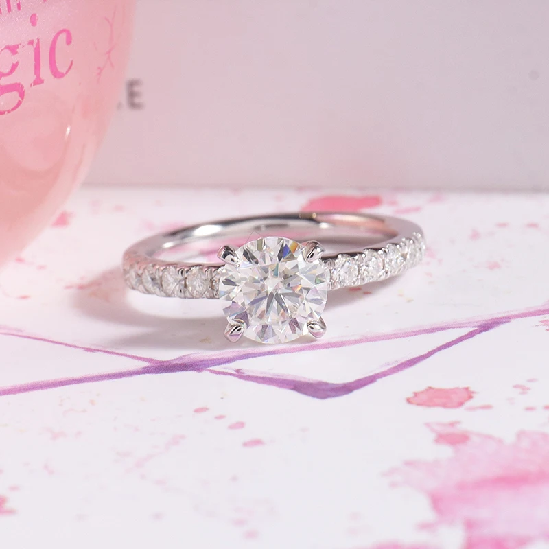 Заказной VVS Moissanite 6 5 мм лабораторный цвет Круглый блестящий крой серебро 925 пробы