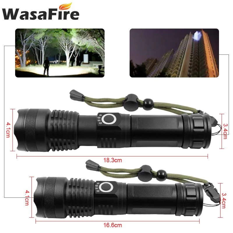 Высокая мощность XHP50 тактический фонарь перезаряжаемый 5 режимов светодиодный