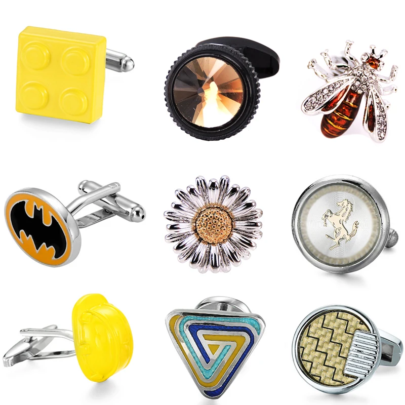 

Летние новые высококачественные латунные ручная роспись масляные желтые эмалевые запонки модные мужские французские запонки в стиле ретр...