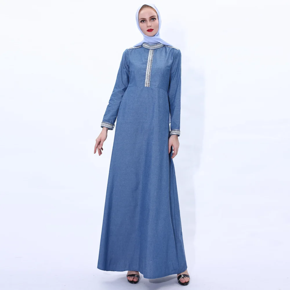 Мусульманский длинный кафтан с вышивкой Дубай, Молитвенное платье для женщин, хлопок, индейка, кафтан, шарф, мусульманское абайское платье, ...