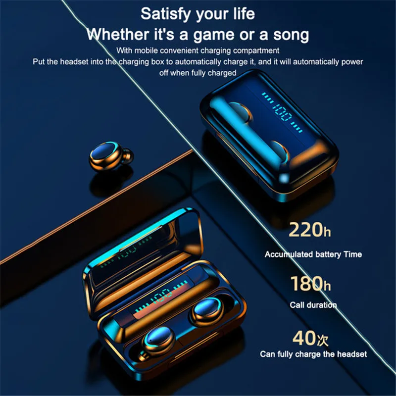 

headphones wireless bluetooth tws earbuds 2200mAh Charging Box earphone with microphone sport headset gamer for mobile phone