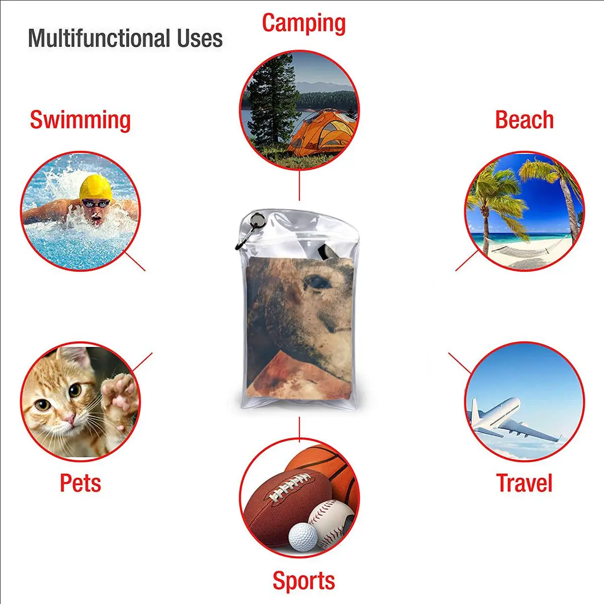 

Ultralight Compact Quick Drying Towel Horses Head Animals Mammal Microfiber Camping Hiking Hand Face Towel Outdoor Travel Kits