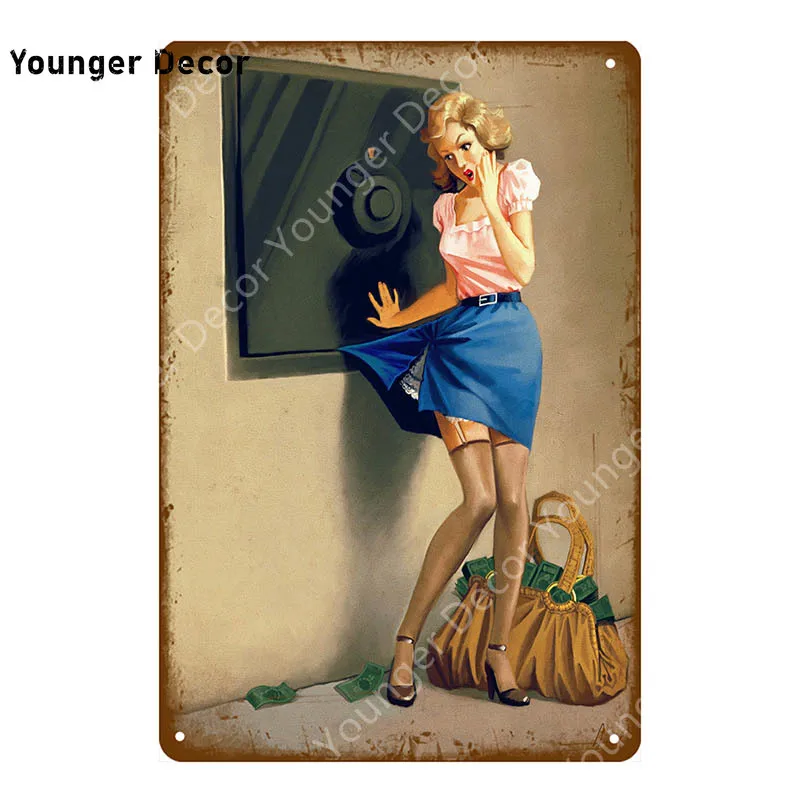 В европейском стиле с изображением девушке в пин ап плакат из металла наклейки