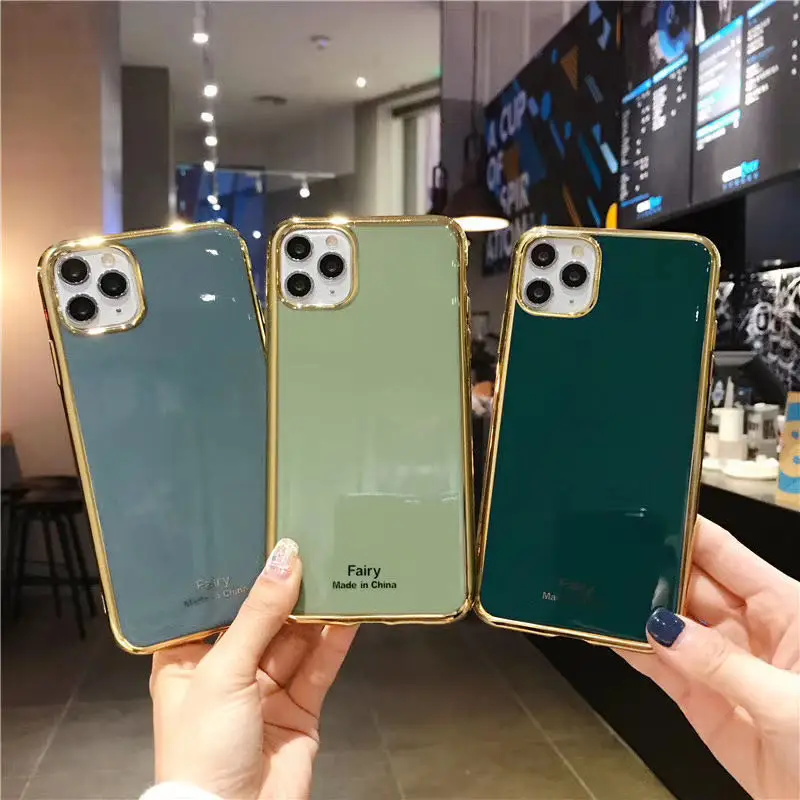 10 шт./лот сплошной цвет Гальванизированный ТПУ чехол для телефона iPhone 11 Pro Max XR XS X 7