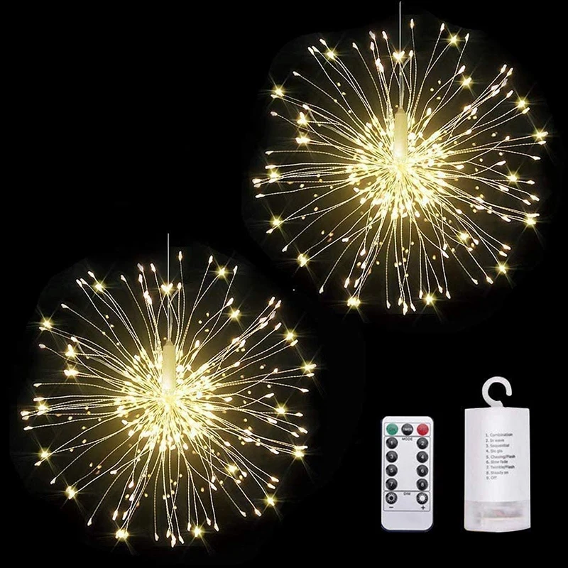 

2 Pcs Pyrotechnic LED Starburst Lights, 120 LED Fairy String Hanging Christmas Flashing Lights