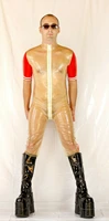 latex tights gummi rubber transparent gummianzug body suit sports uniform set