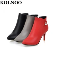 kolnoo new handmade 8 5cm high heels boots pointed toe crystals deco 3 colors martin boots daily wear party prom fashion shoes