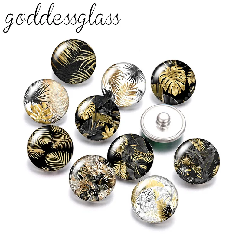 Модные черные и золотые узоры с листьями