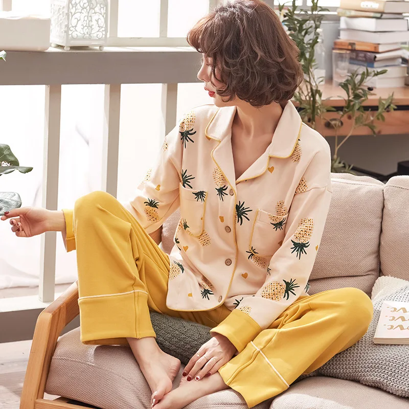 Осенне зимний новый хлопковый топ с отворотом + длинные штаны комплект из 2