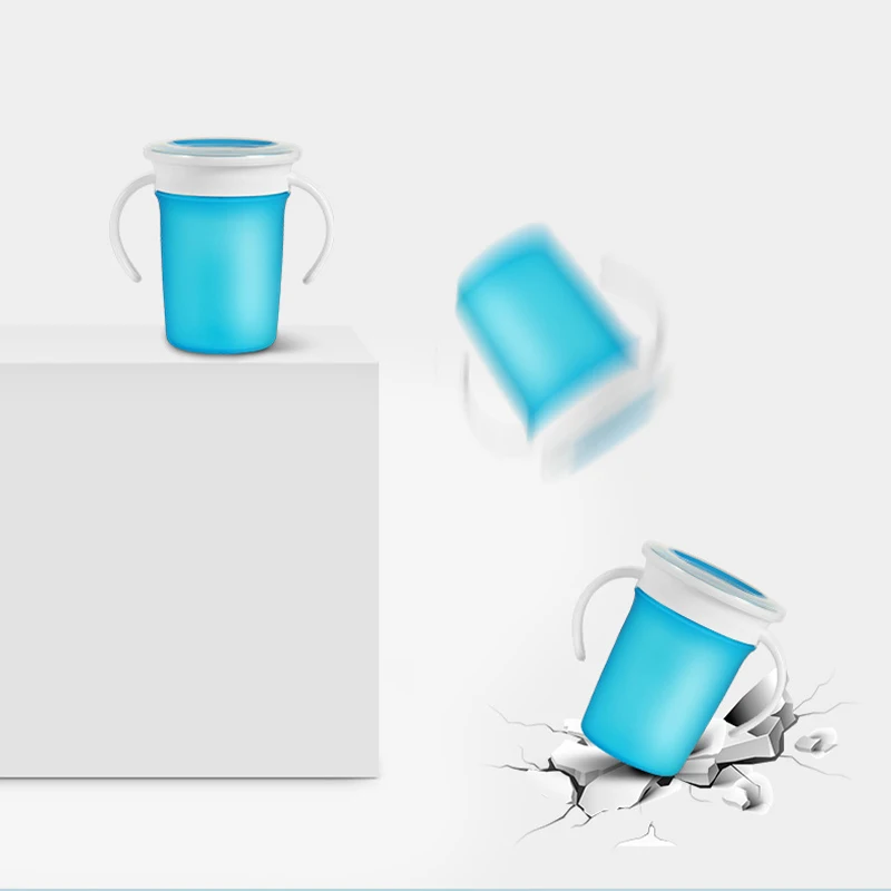 Пищевая силиконовая чашка для детей с защитой от дросселя на 360 градусов двойная