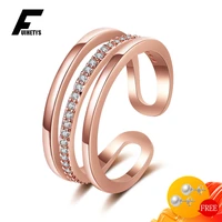 fuihetys trendy women rings 925 silver jewelry accessories with zircon gemstone rose gold color finger ring for wedding party