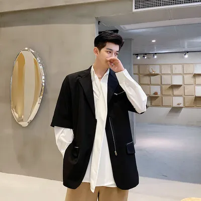 

2021 свободного покроя с коротким рукавом костюм мужской instagram тенденции моды 5 минут рукавами для маленьких девочек, костюм для девочек, в Кор...