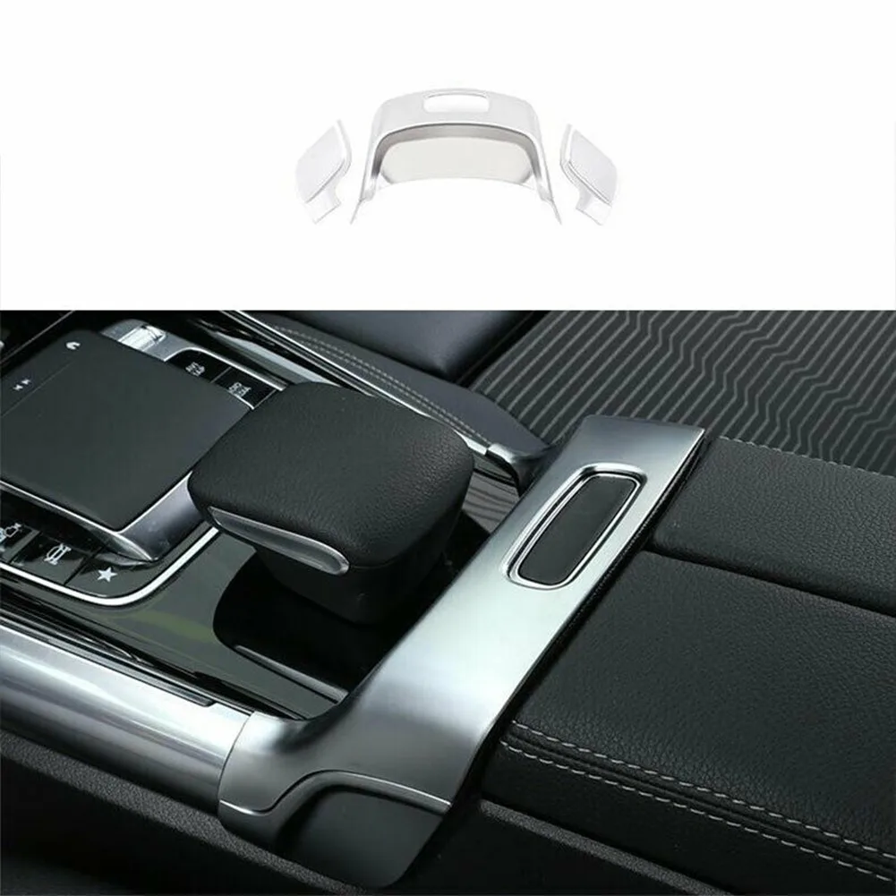

1 Set/3 PCS Cover Trim Fit For Benz GLB W247 2020-2022 ABS Silver Console Armrest Box Button Cover Trim Decorative Accessories