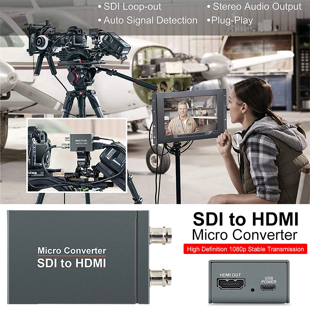 SDI к HDMI/HDMI к SDI с питанием мини 3g HD SD-SDI видео микро Конвертер адаптер с аудио Автоматическое определение формата для камеры