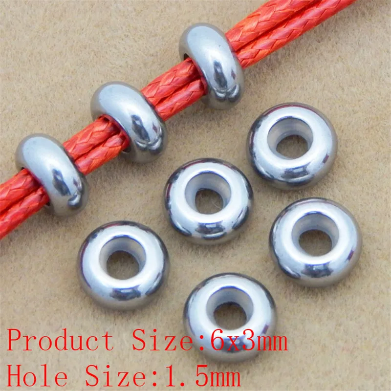 Silver 6X3X1.5mm 20 штук Нержавеющая сталь spacer бисера позиционирования бусины 6/7/8/9/10 мм резиновые Spacer бисера Подходит для DIY Браслеты ювелирных изделий - Цвет: Silver 6X3X1.5mm