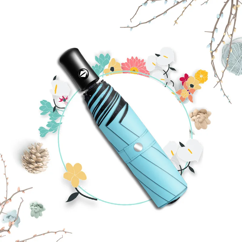 Ветронепроницаемый 3 складной автоматический зонт от дождя для женщин авто